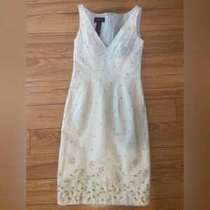Ralph lauren vintage Floral Embroidered Dress size 2 light blue vneck